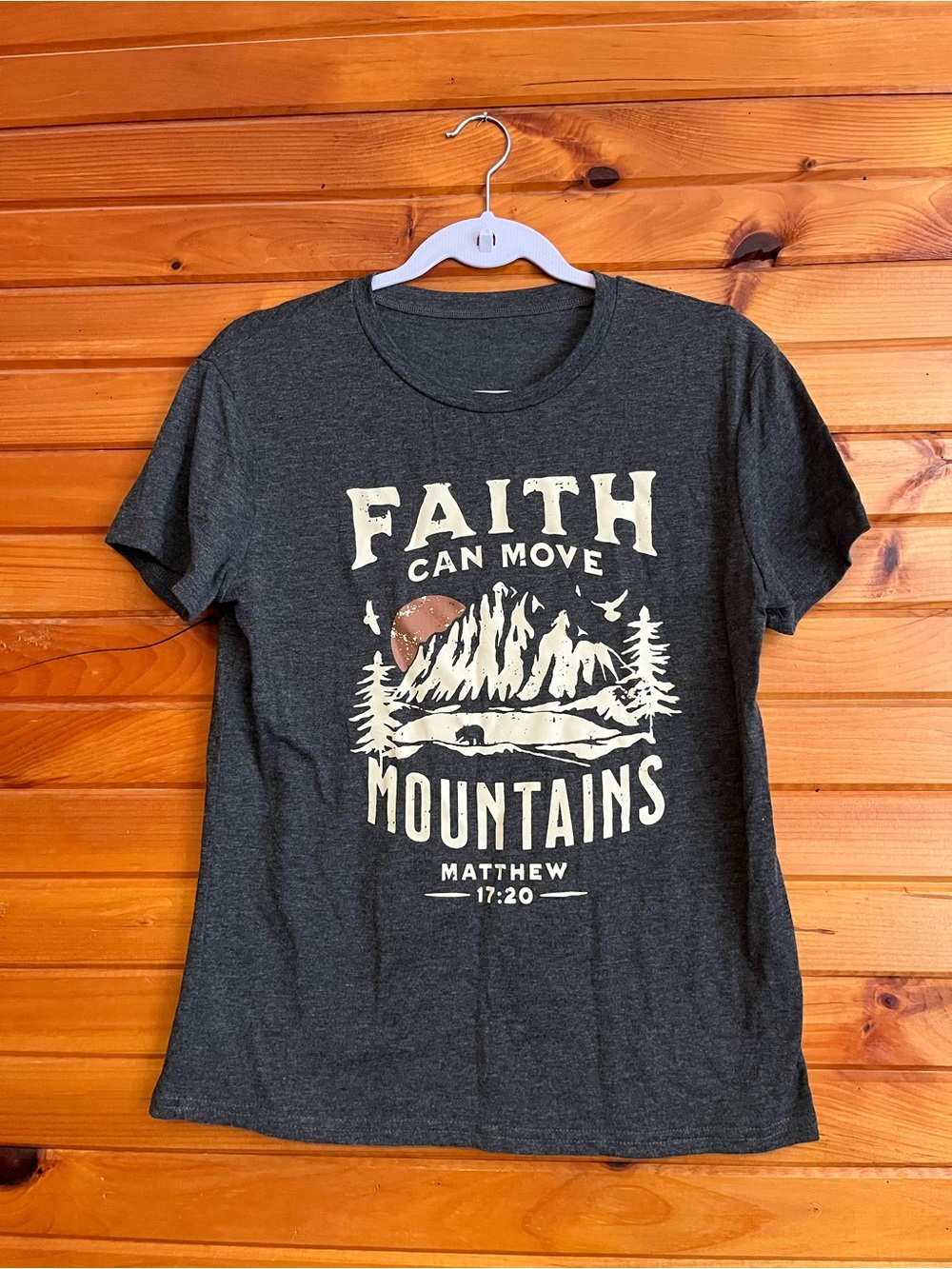 Faith Can Move Mountains Short Sleeve Tee - Dark Gray